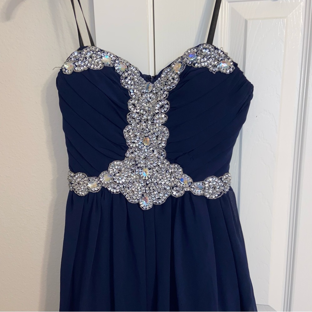 JCP City Triangles Navy Short Prom Homecoming Dress